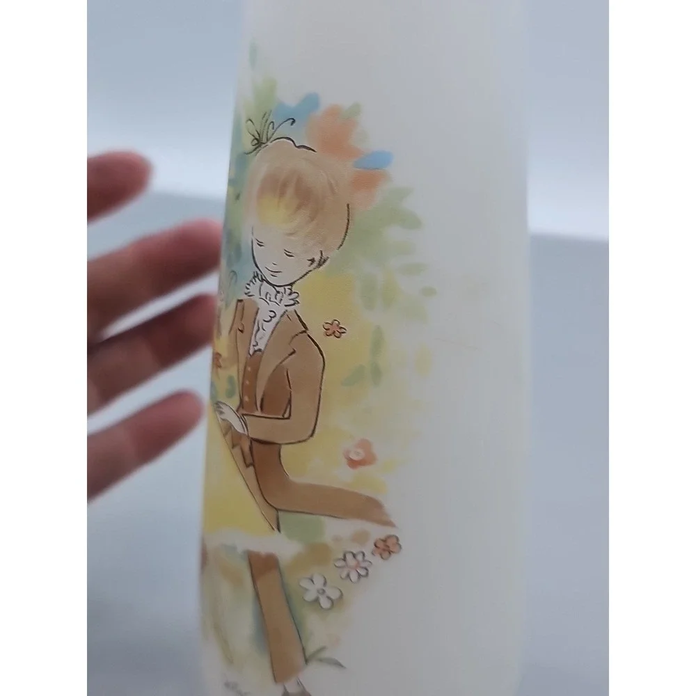 VTG Napcoware Frosted Glass Vase  Girl‎ & Boy Dancing - Artist Foster  1970s
